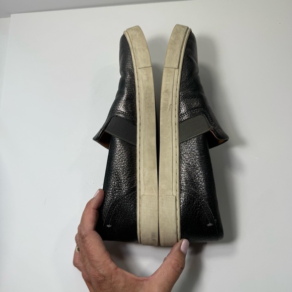 Frye Ivy Pewter Metallic Slip On Leather Sneakers Women’s Size 8M - Picture 6 of 10